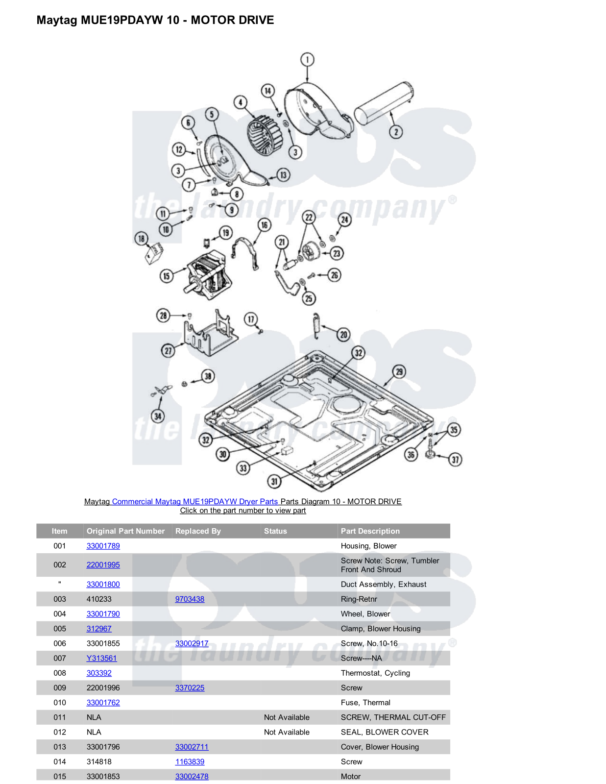 Maytag MUE19PDAYW Parts Diagram