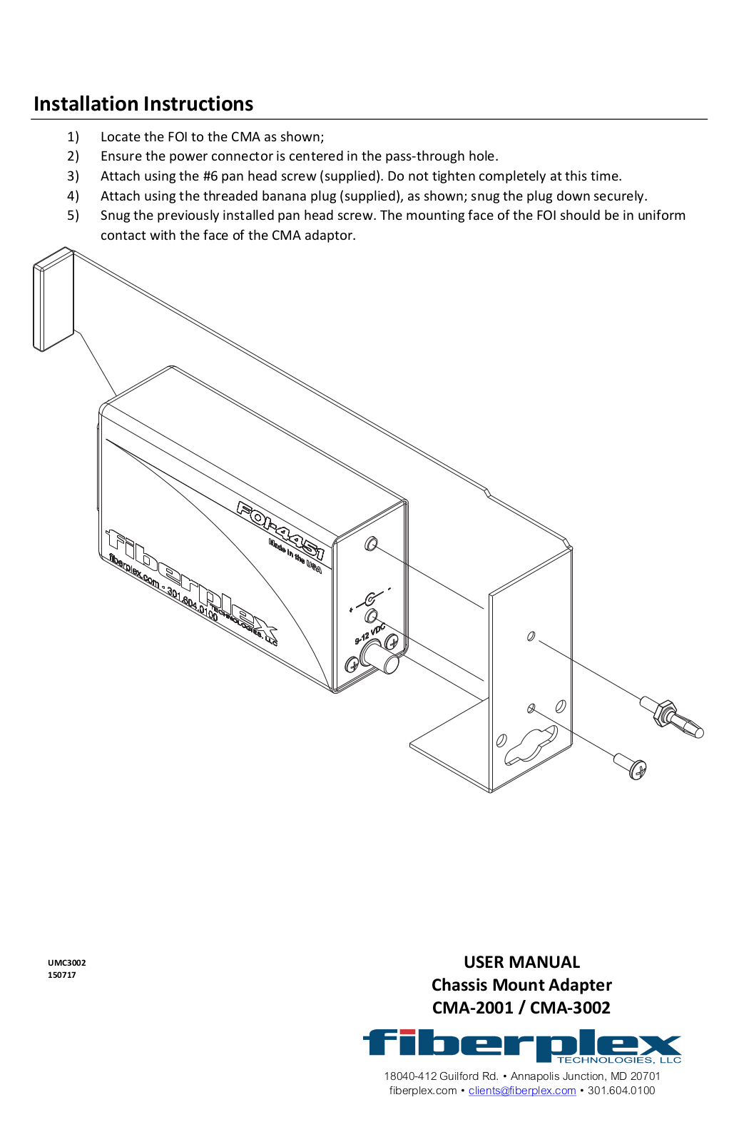 FiberPlex CMA 2001 User Manual