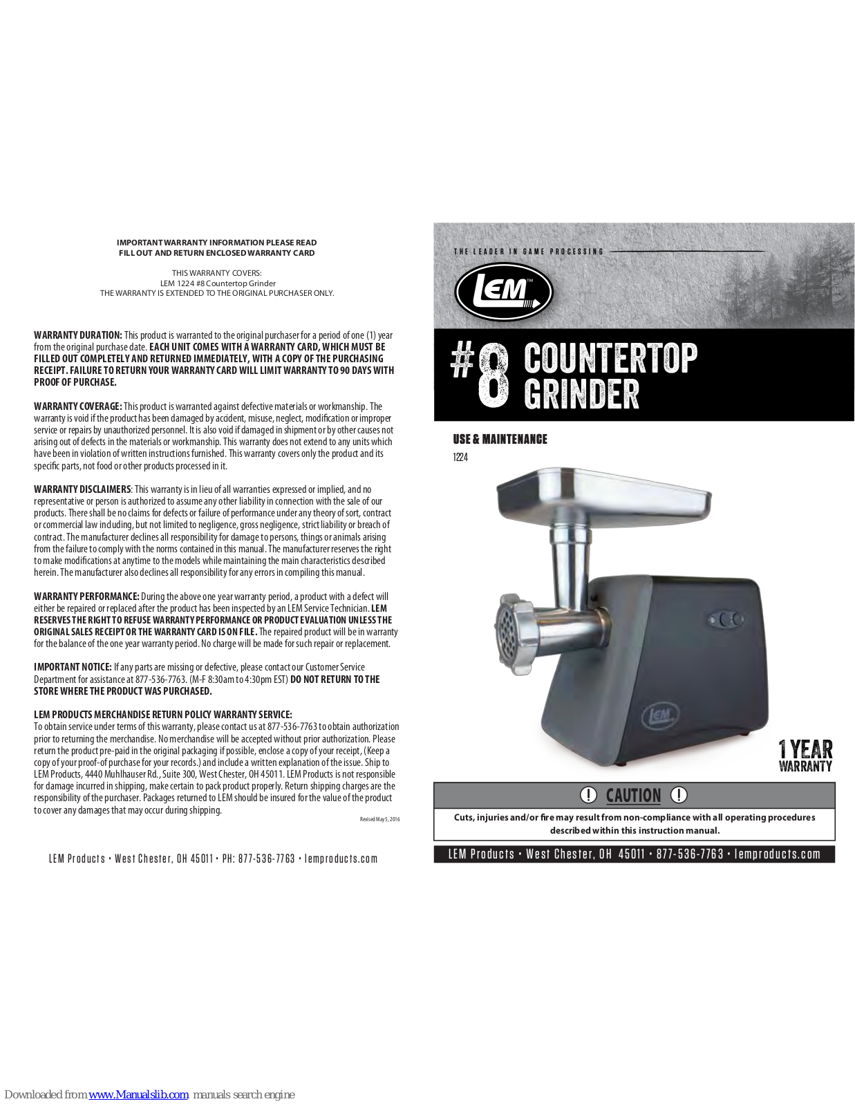 LEM 1224 Use & Maintenance - ManualMachine.com