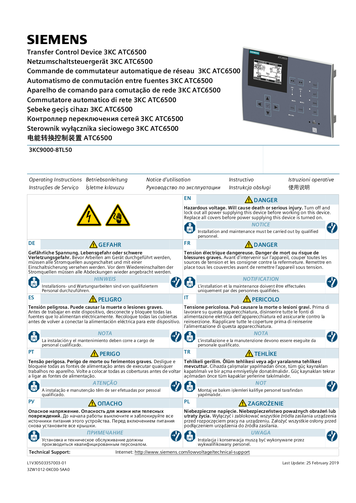 Siemens 3KC ATC6500 Operating Instructions Manual