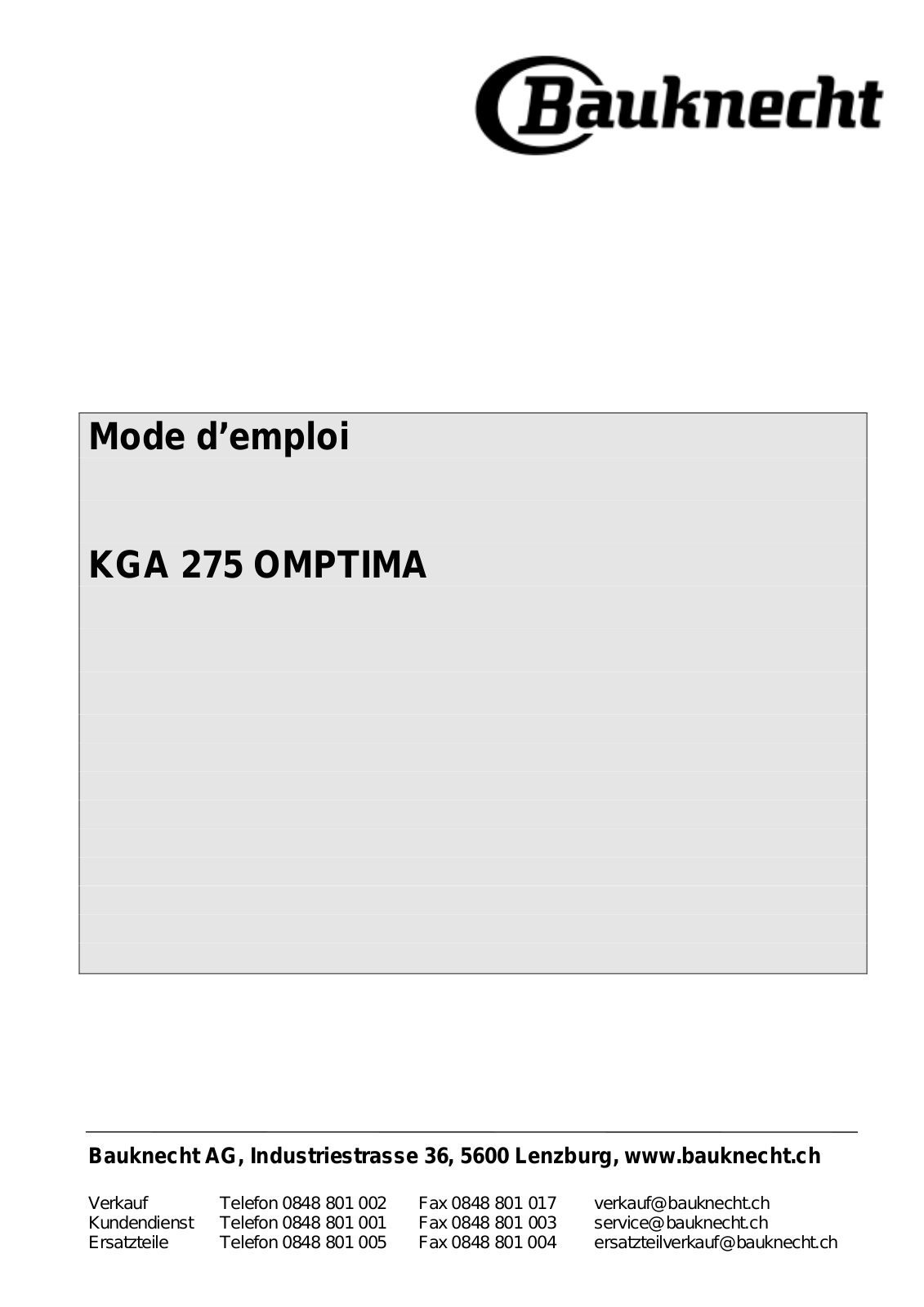 whirlpool KGA 275 OMPTIMA User Manual