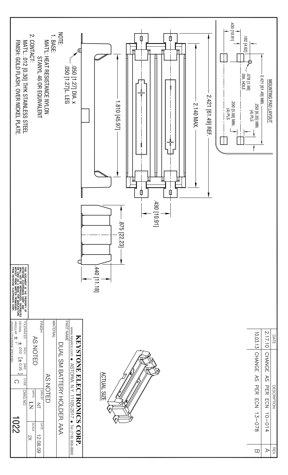KEYSTONE KEYSTONE 1022 Datasheet - ManualMachine.com