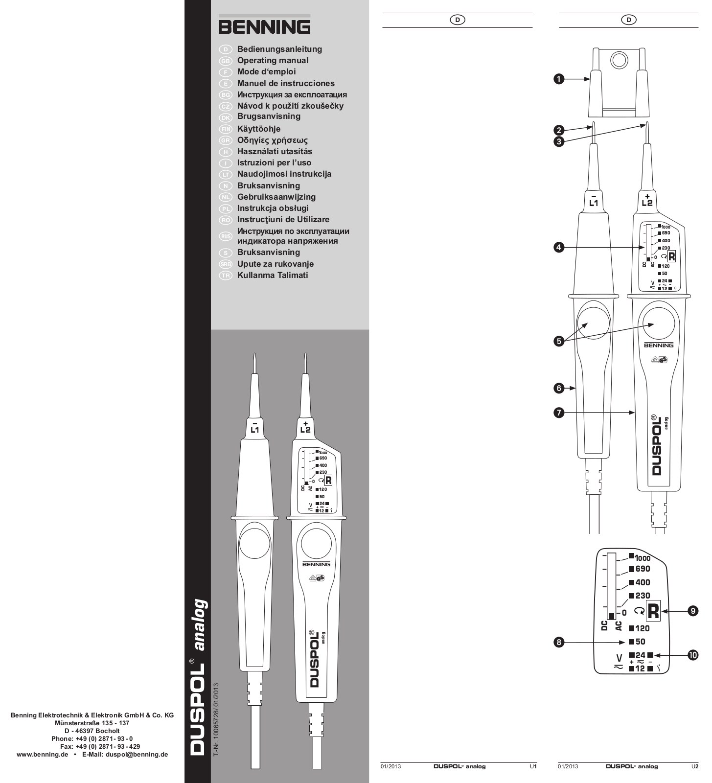 Benning DUSPOL analog User guide