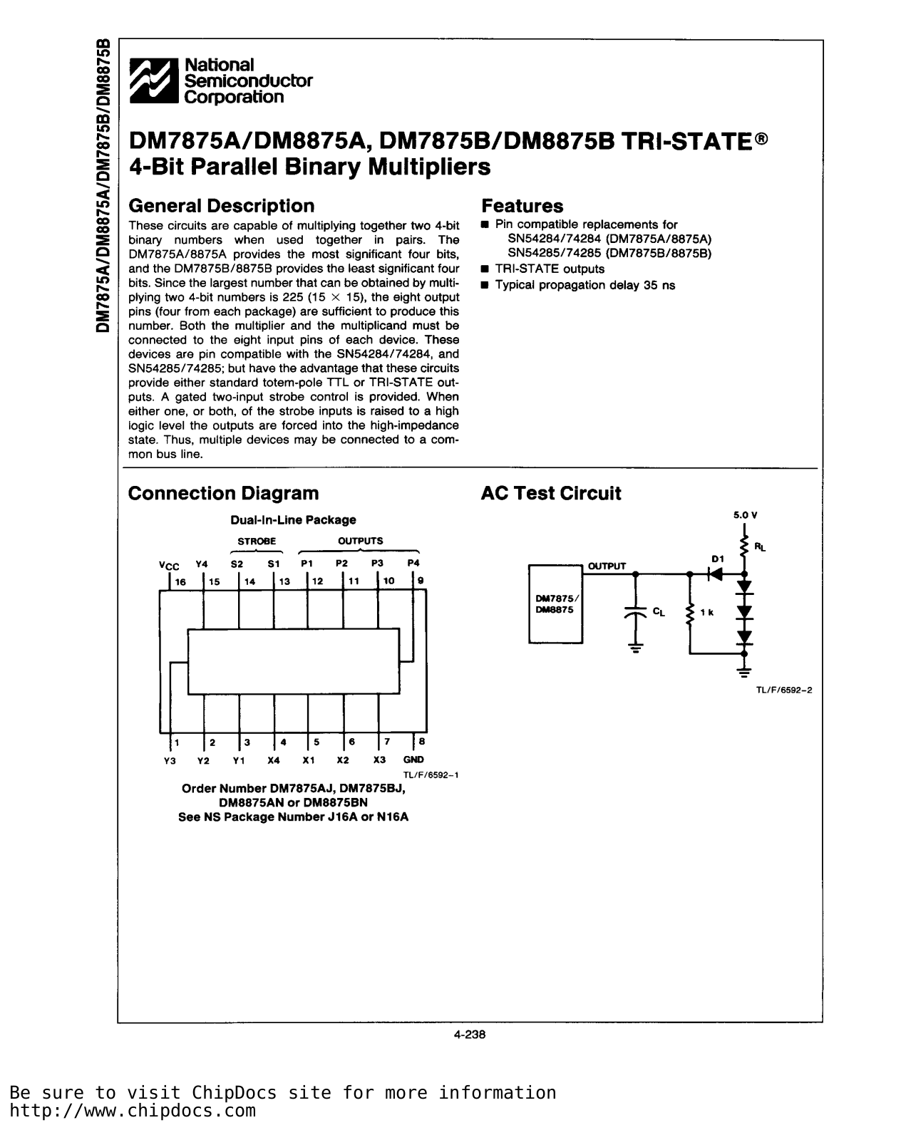 NSC DM8875A, DM7875A Datasheet