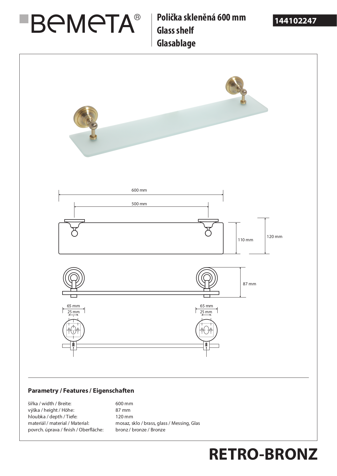 Bemeta RETRO - BRONZ 144102247 User guide