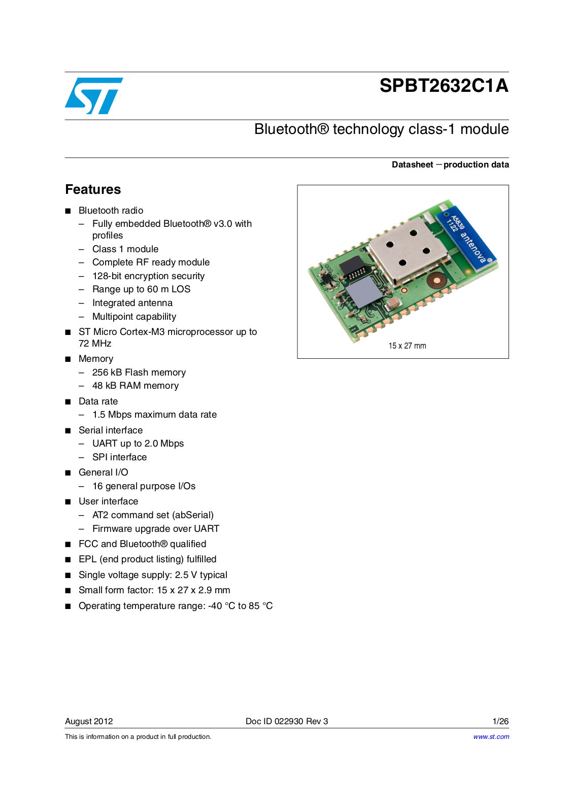 ST SPBT2632C1A User Manual