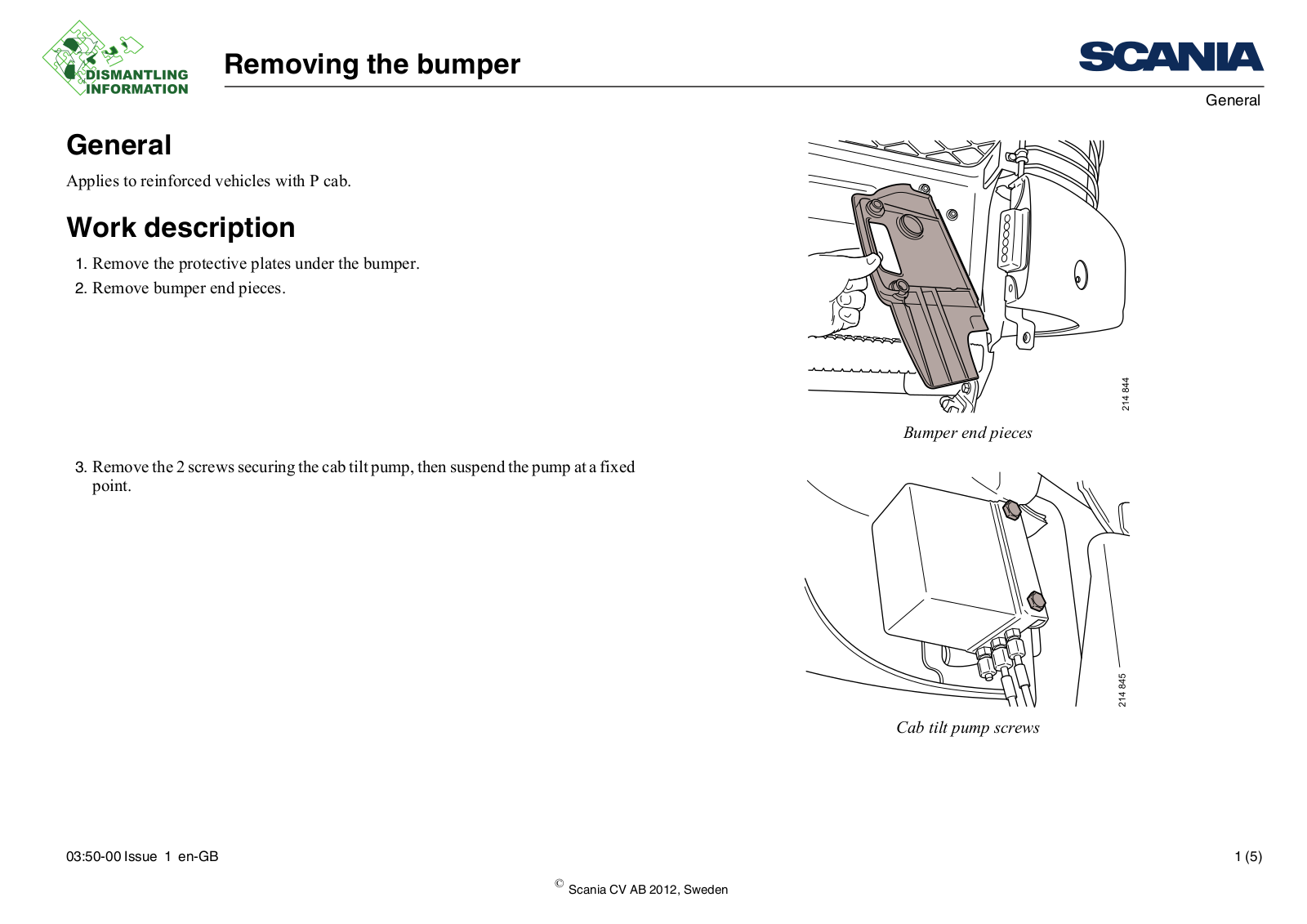 Scania Removing the bumper Service Manual