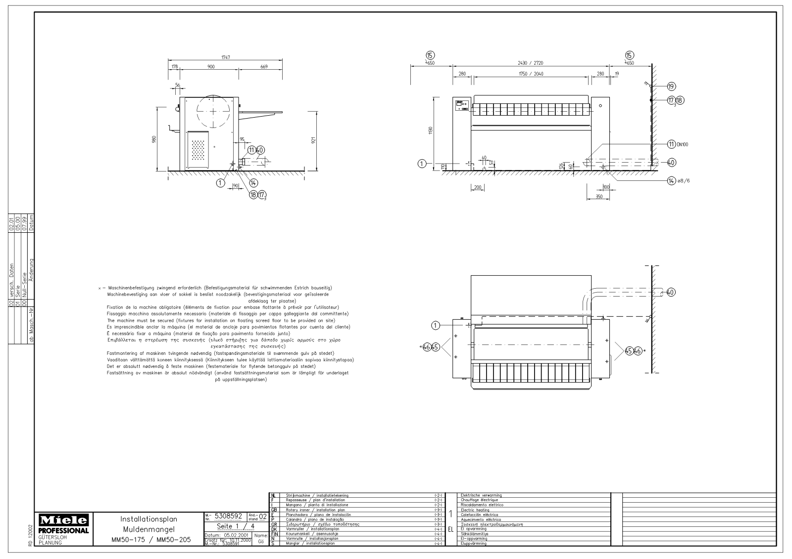 Miele MM 50-175, MM 50-205 Installation form