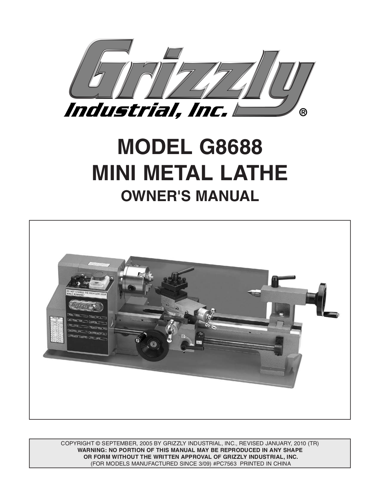 Grizzly G8688 User Manual