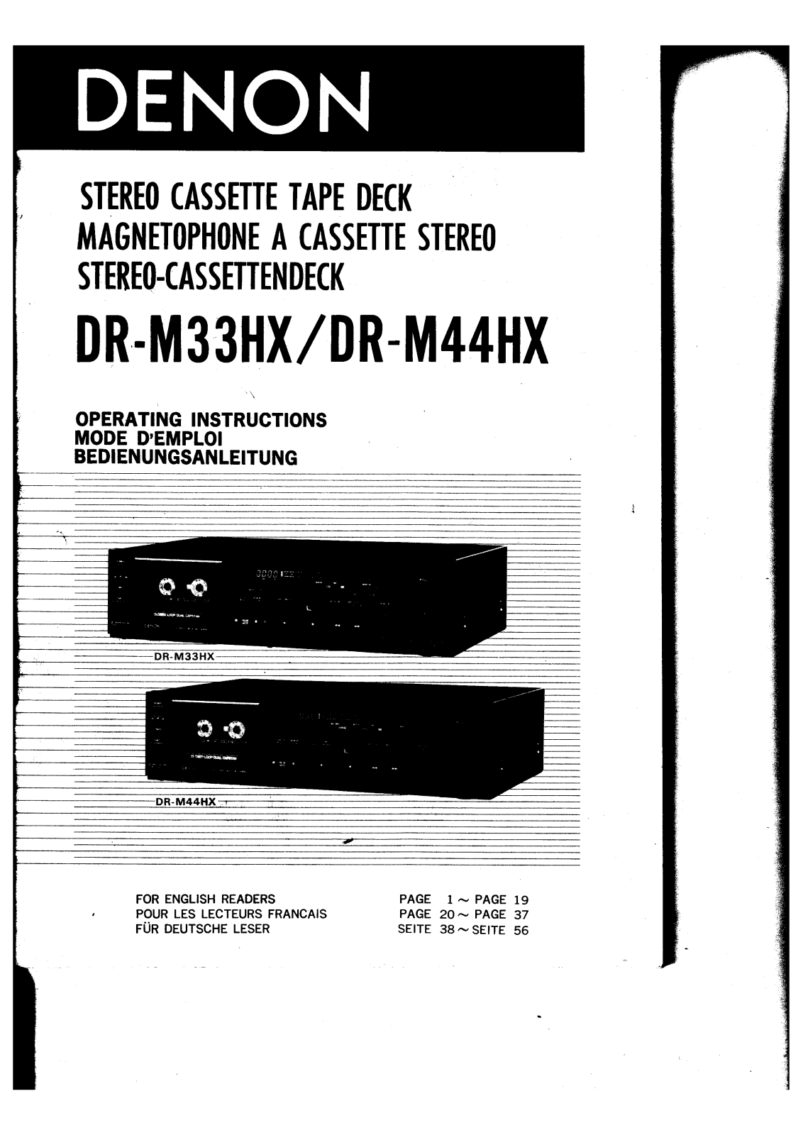 Denon DRM-44HX, DRM-33HX Owners Manual