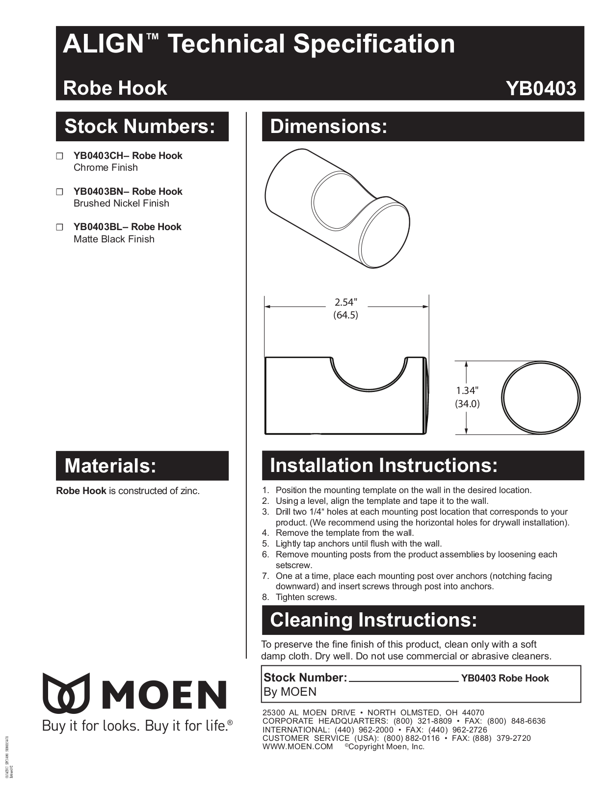 Moen MOE8514 Specifications - ManualMachine.com