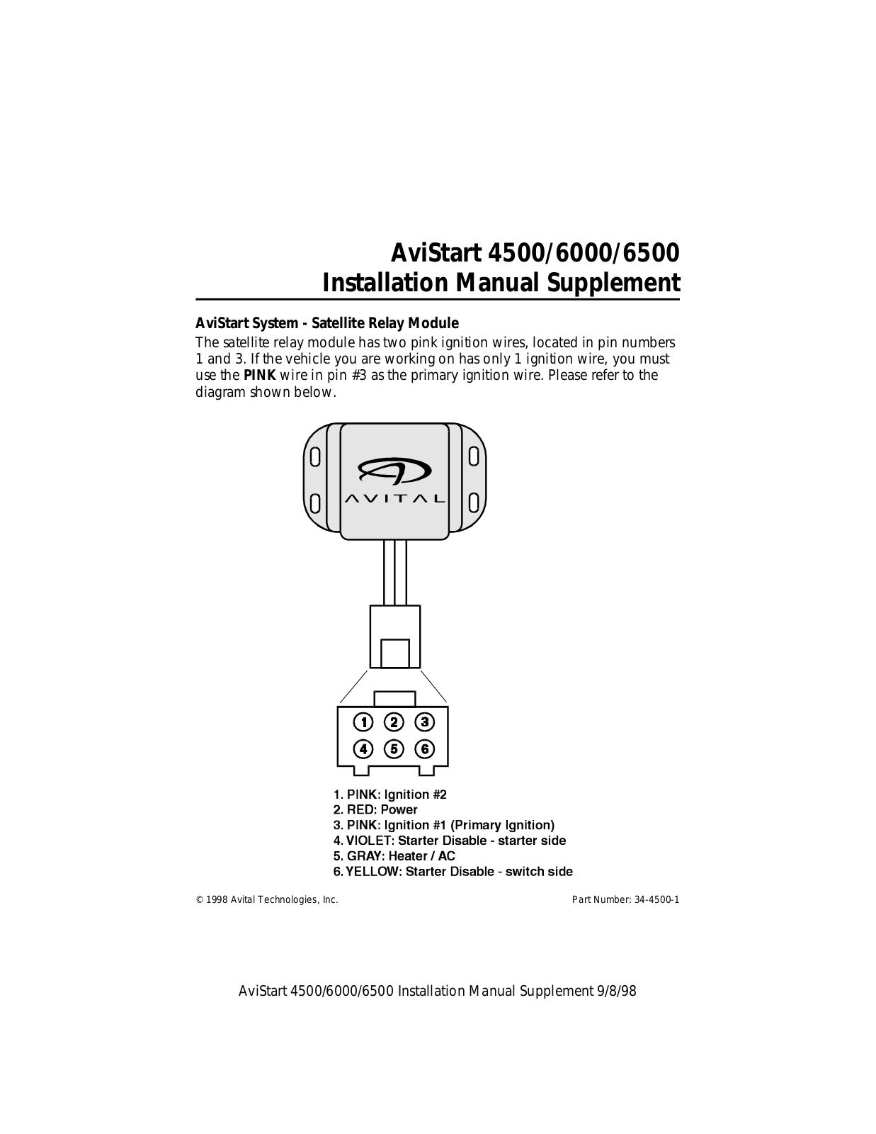 Avital AviStart 6500 Installation Manual