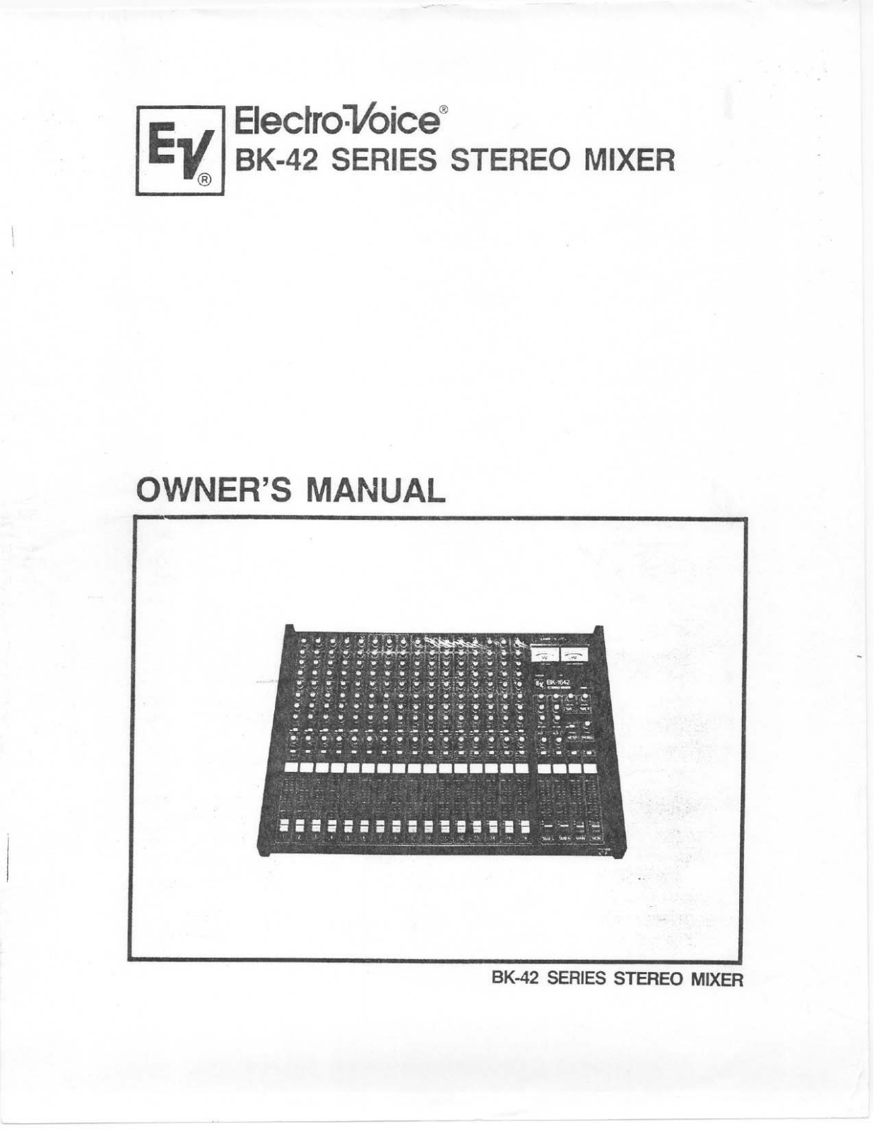 Electro-Voice BK-42 User Manual