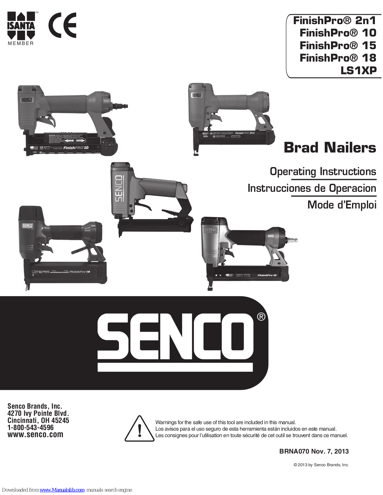 Senco FinishPro 2n1, FinishPro 10, FinishPro 18, LS1XP Operating Instructions Manual