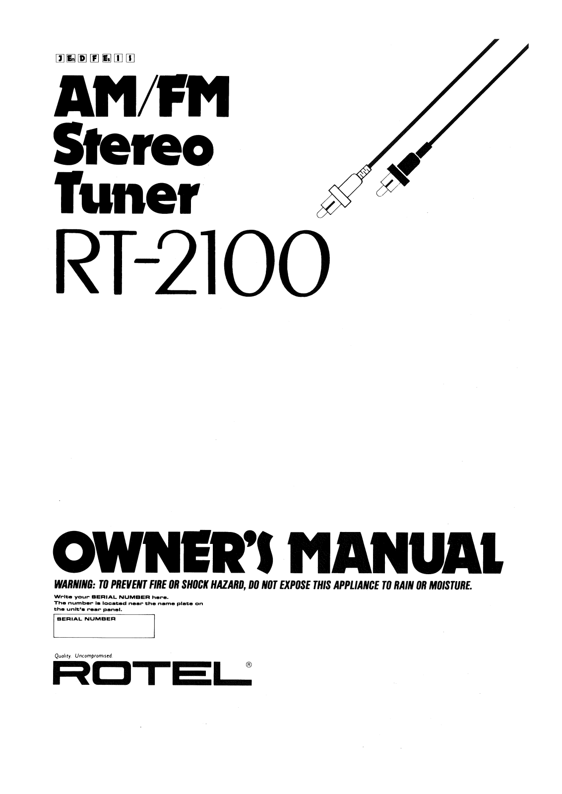 Rotel RT2100 User Manual