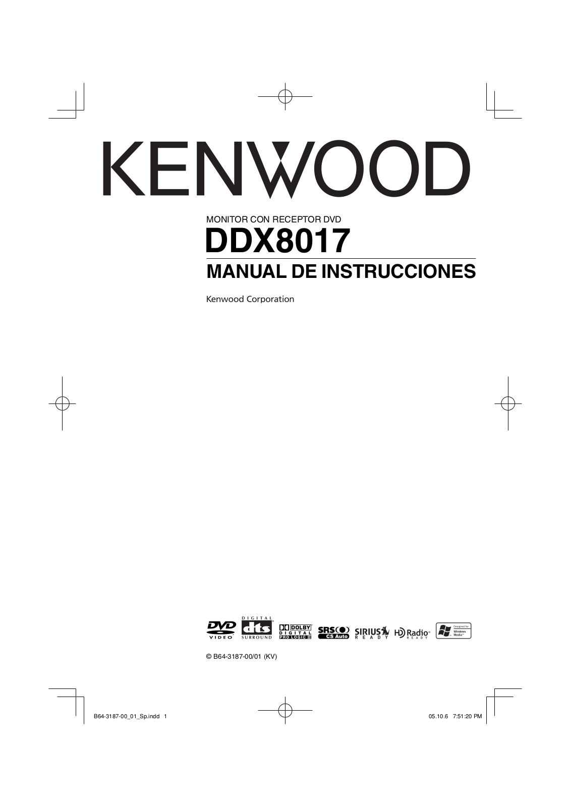 Kenwood DDX8017 User Manual