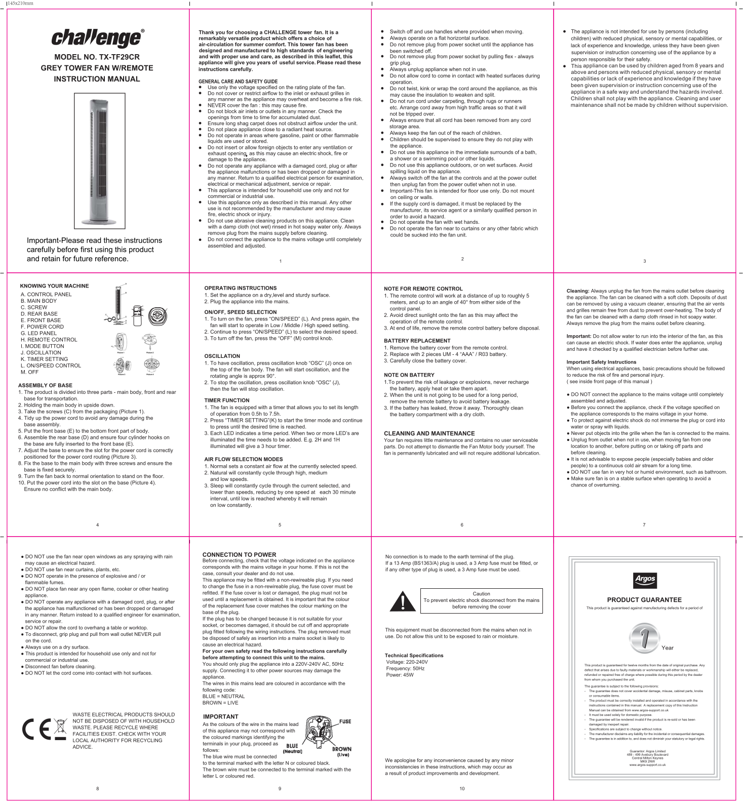 Challenge LG32-01R Instruction manual