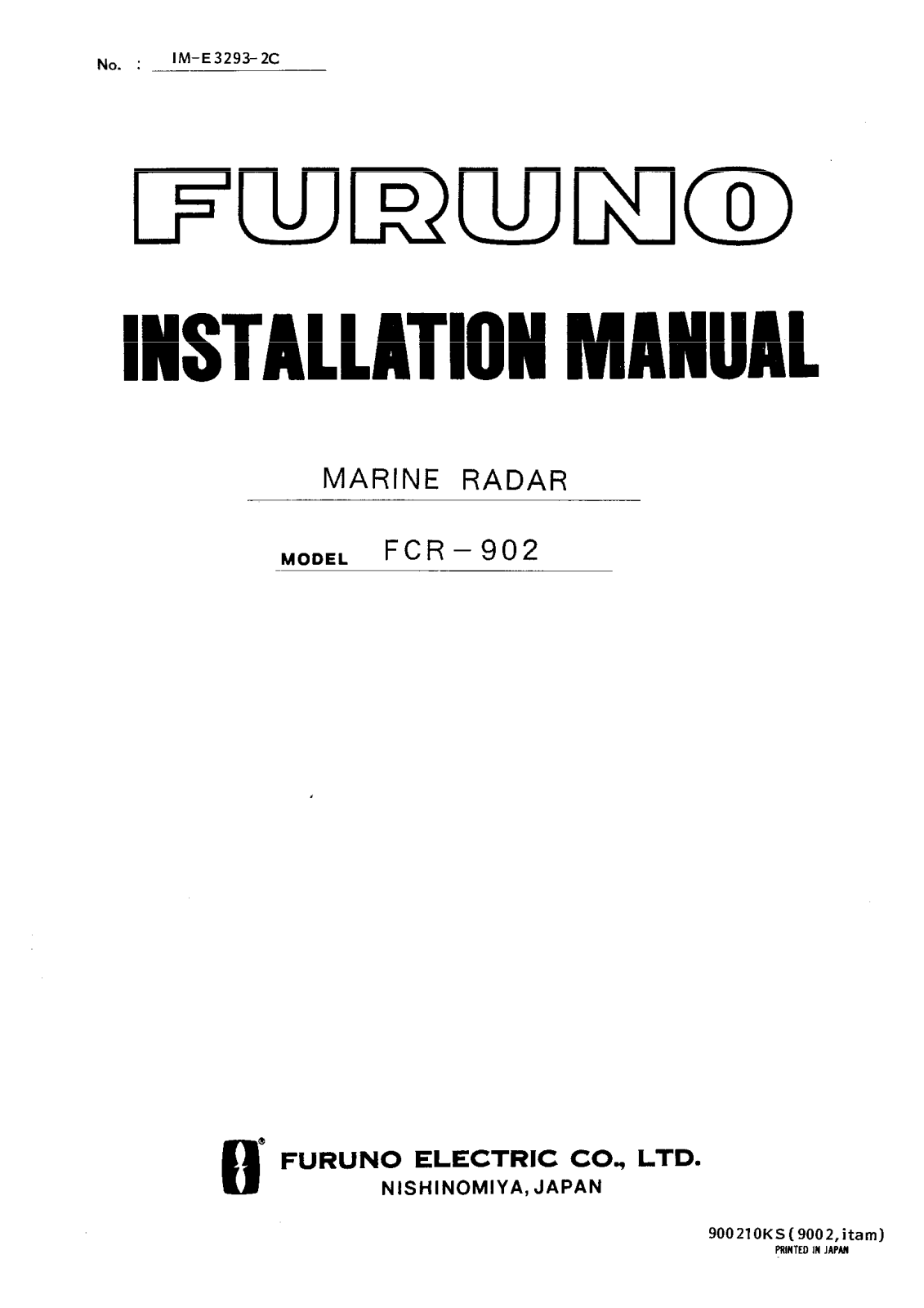 Furuno FCR-902 User Manual