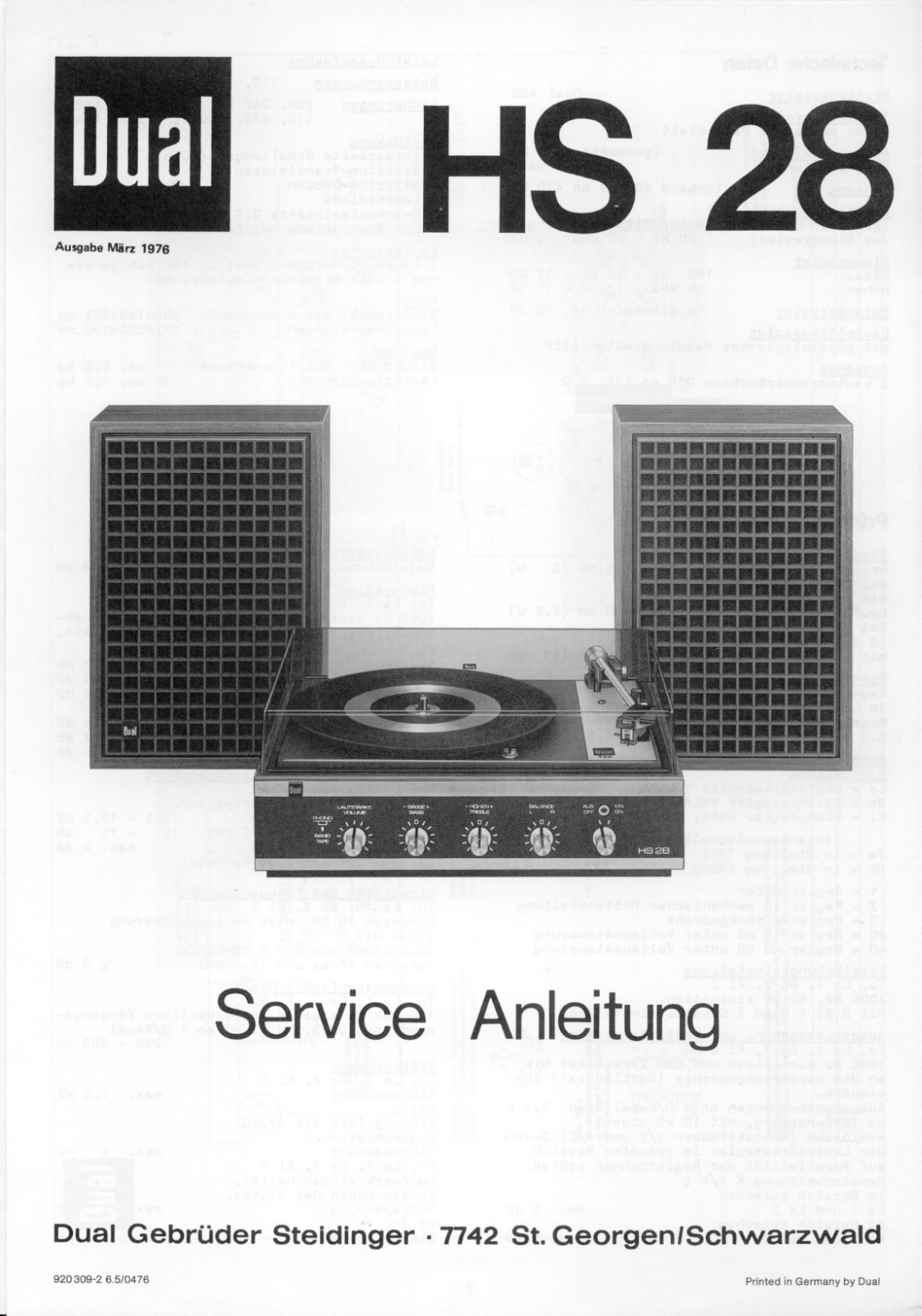 Dual HS-28 Service manual