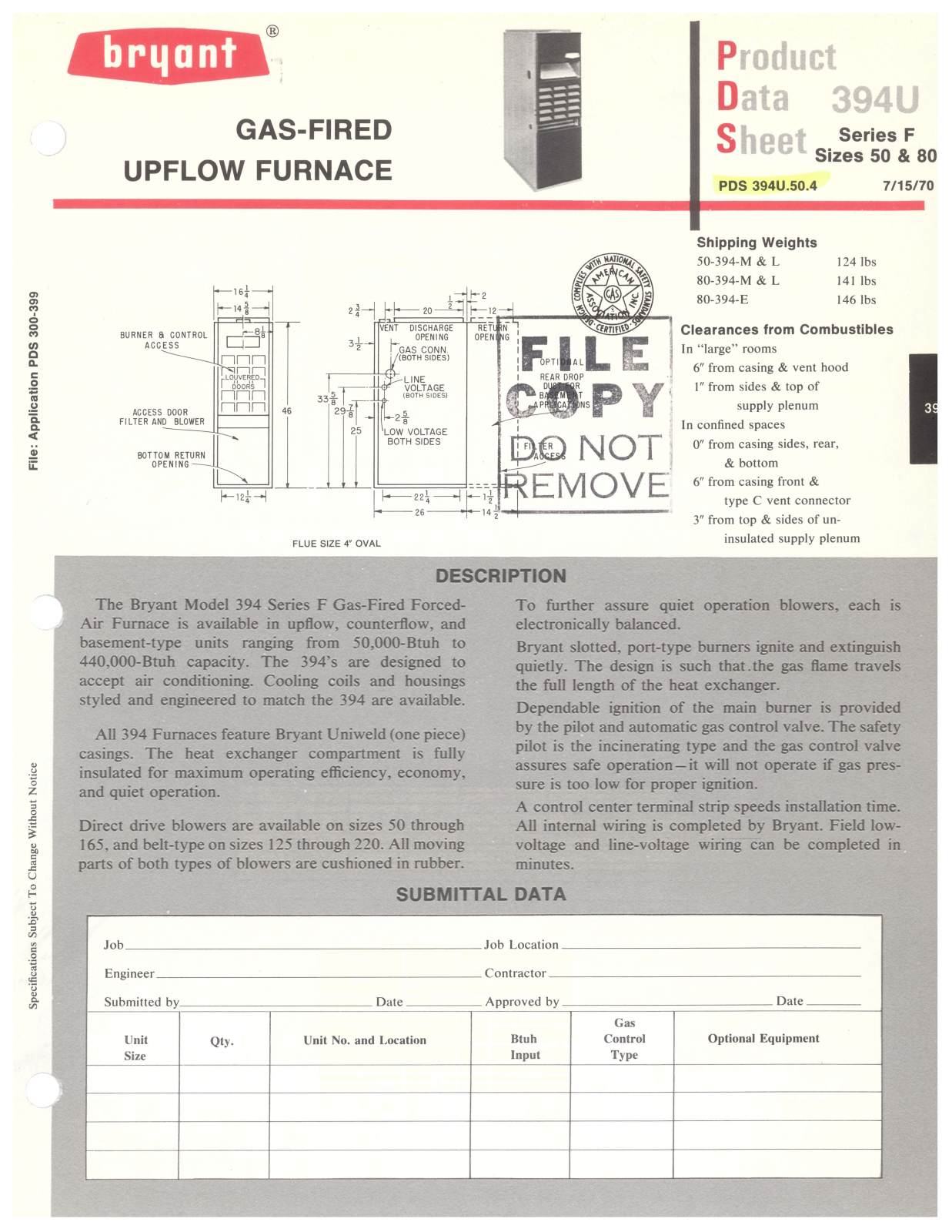 Bryant 394U User Manual