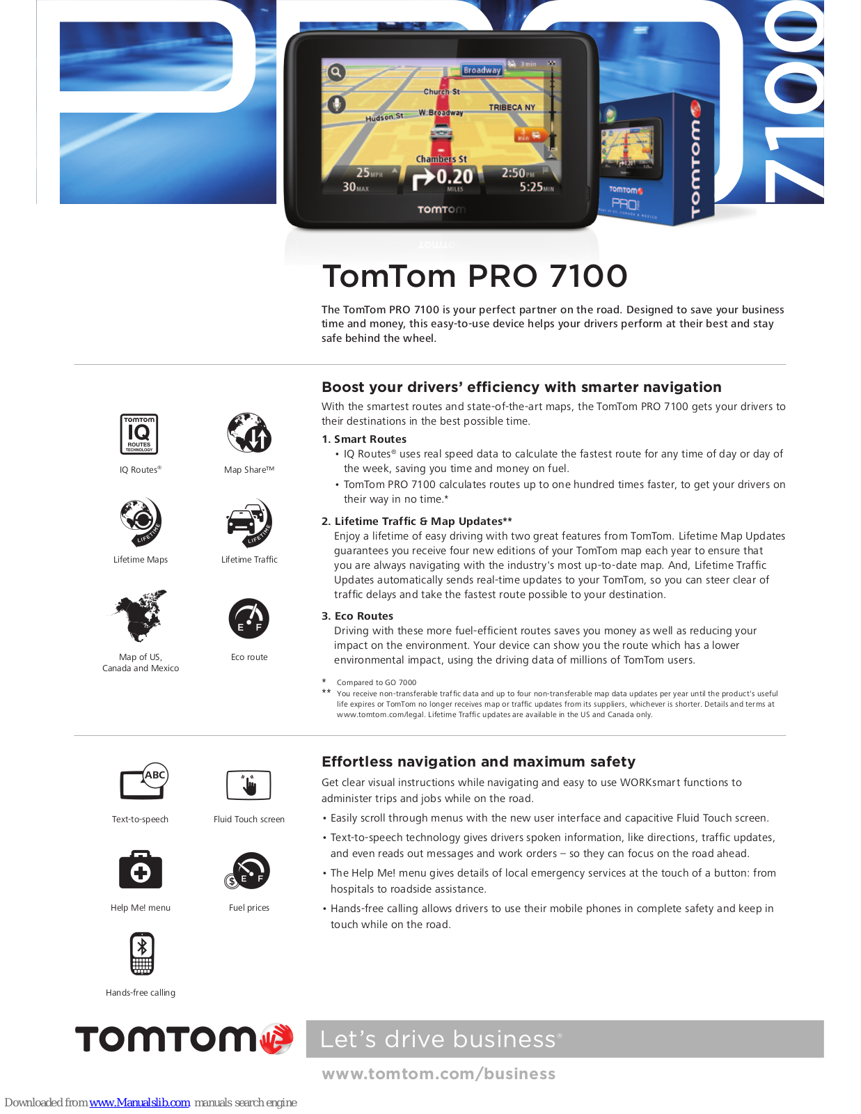 TomTom PRO 7100 Information Sheet