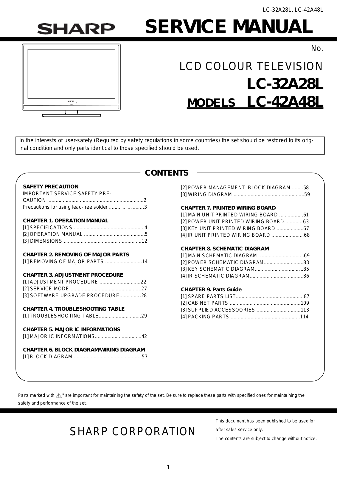 SHARP LC-42A48L Diagram