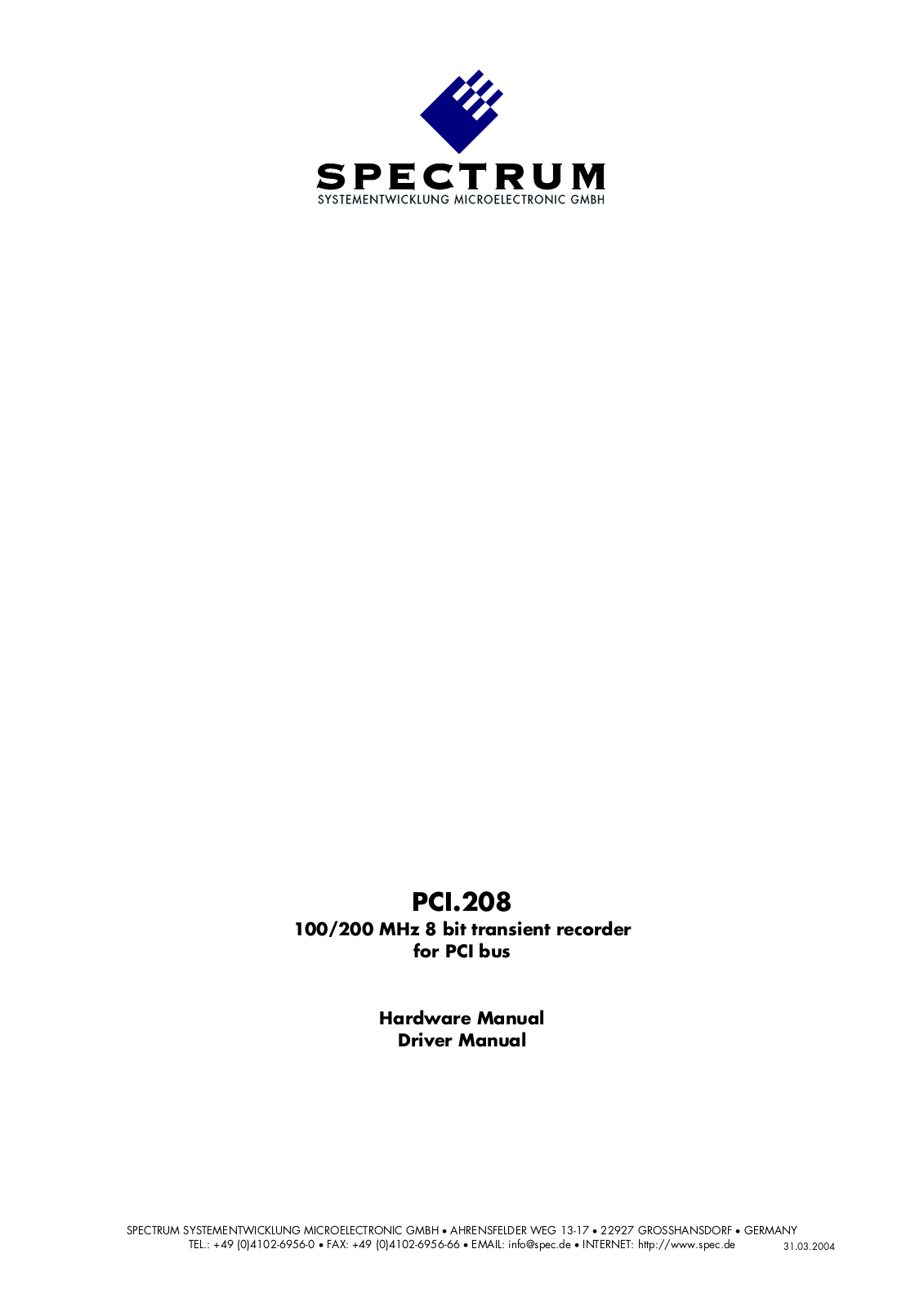 Spectrum PCI.208 Hardware Manual