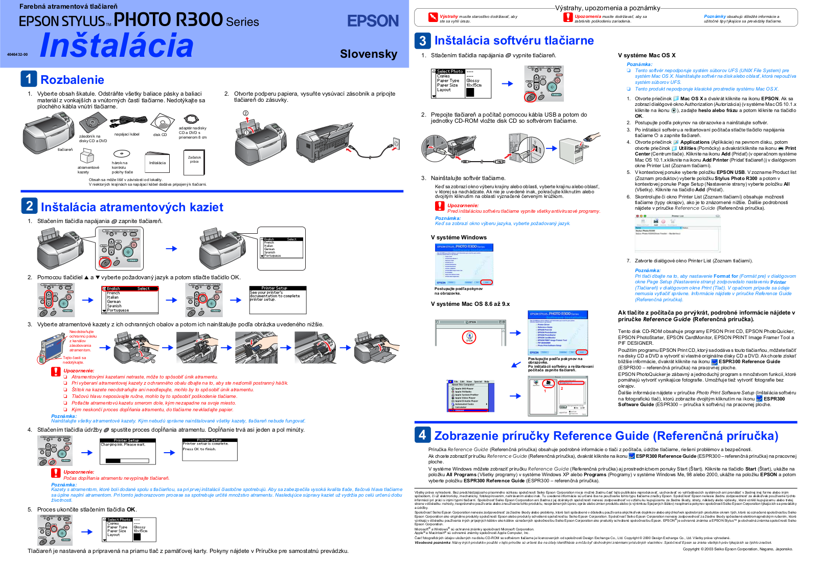 Epson STYLUS PHOTO R300 series Installation Manual