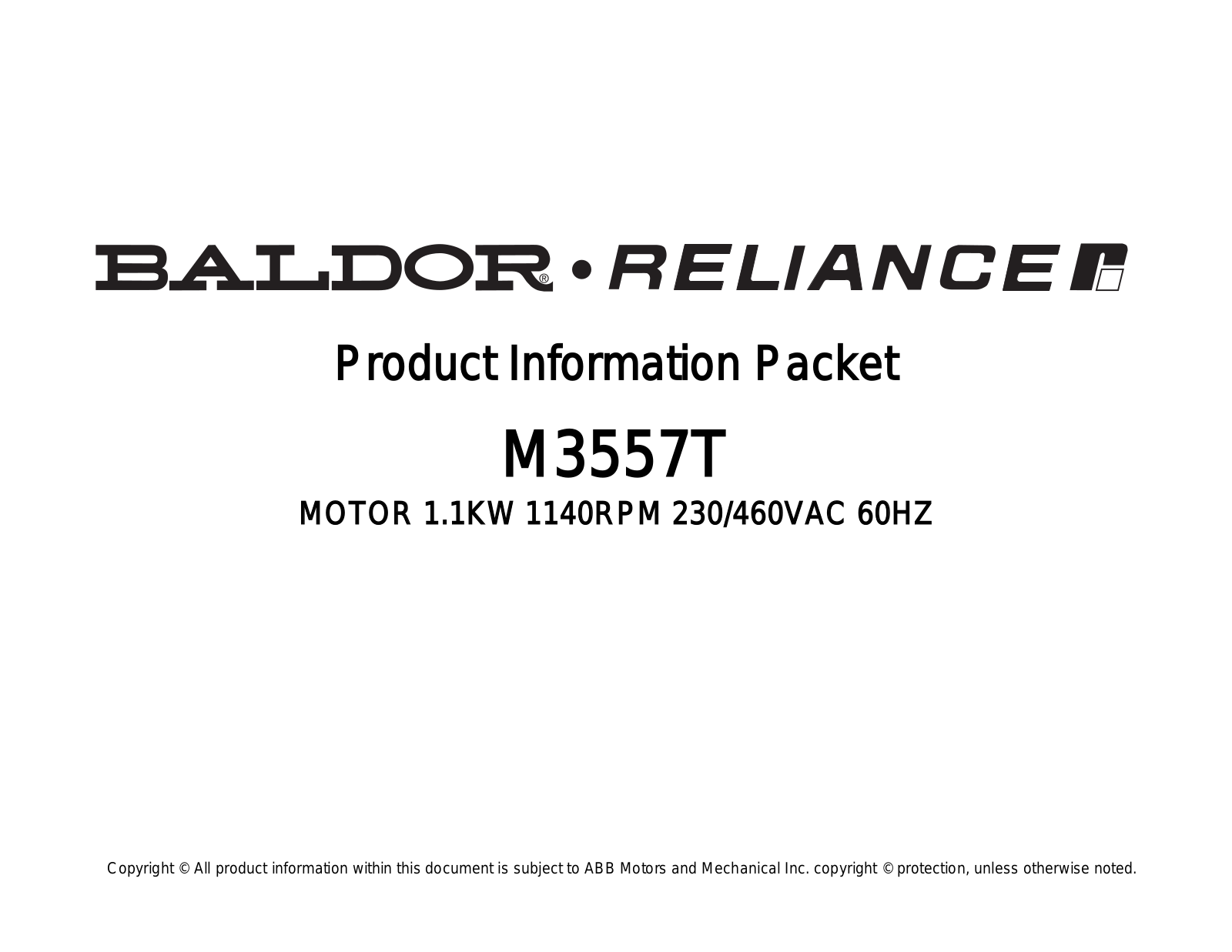 Baldor M3557T Product Information Sheet