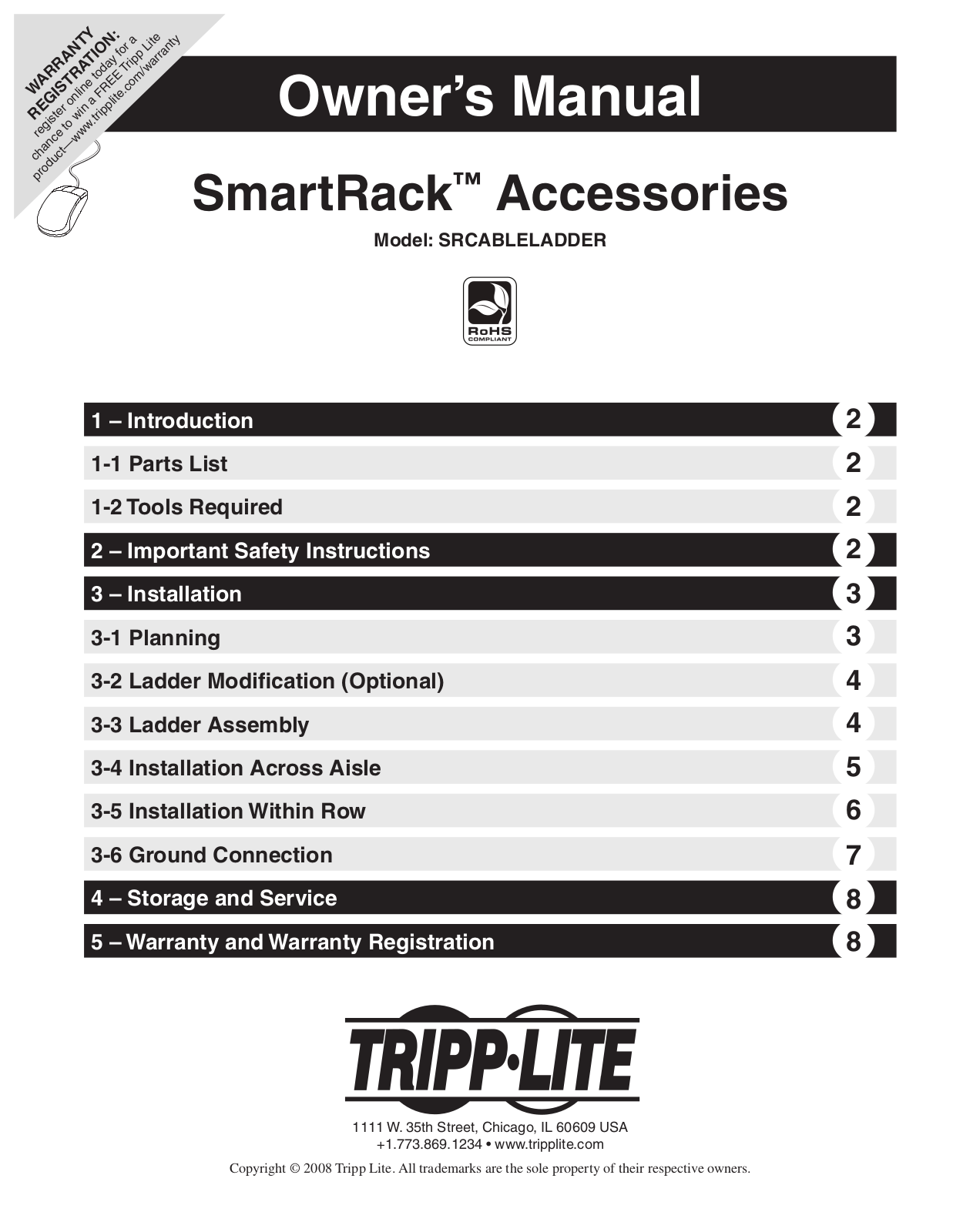 Tripp Lite SRCABLELADDER User Manual