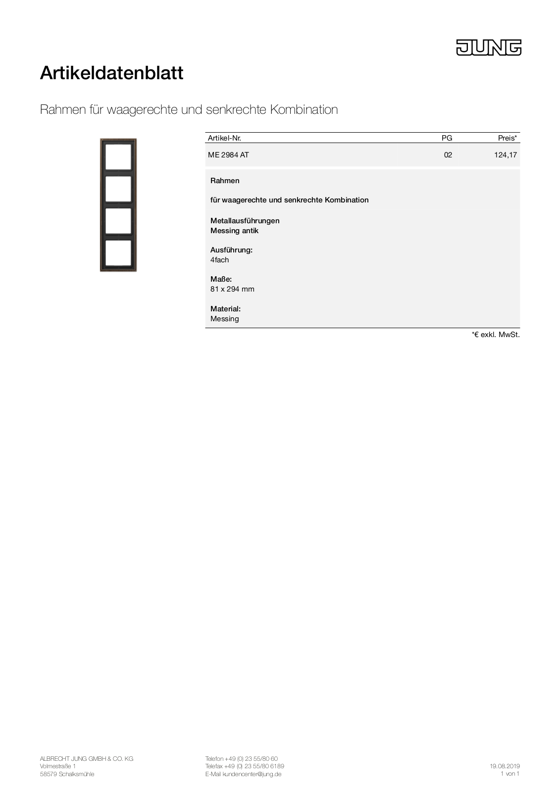 Jung ME 2984 AT User Manual