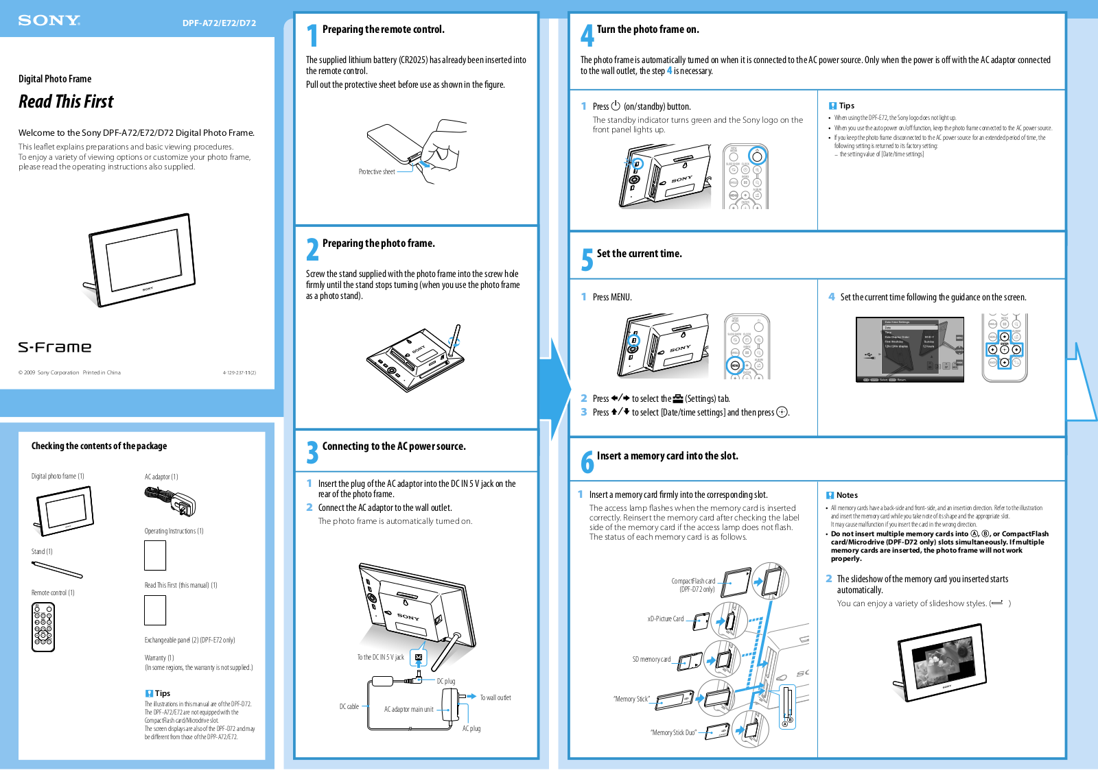 Sony DPF-A72, DPF-E72, DPFD72 User Manual