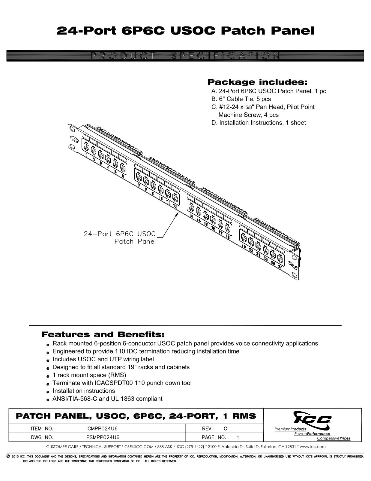 ICC ICMPP024U6 Specsheet - ManualMachine.com