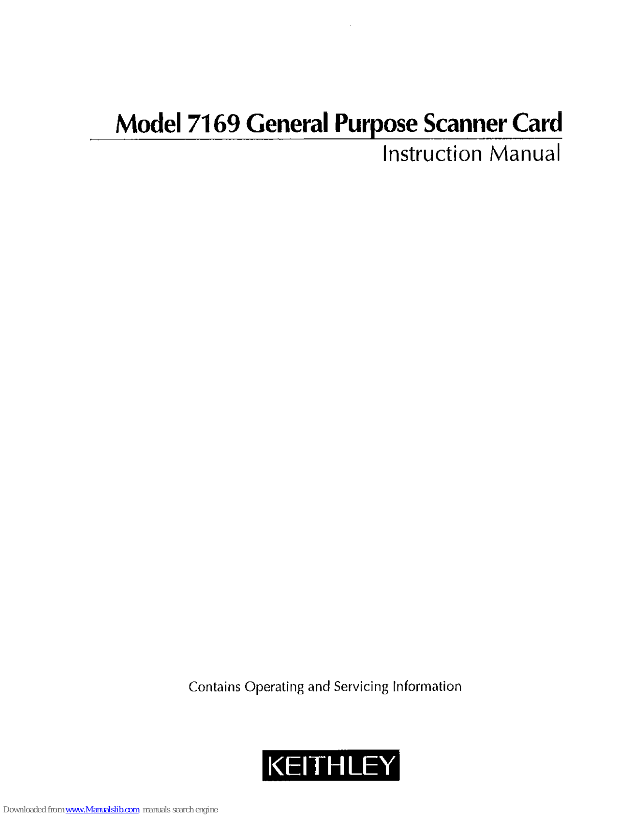Keithley 7169 Instruction Manual - ManualMachine.com