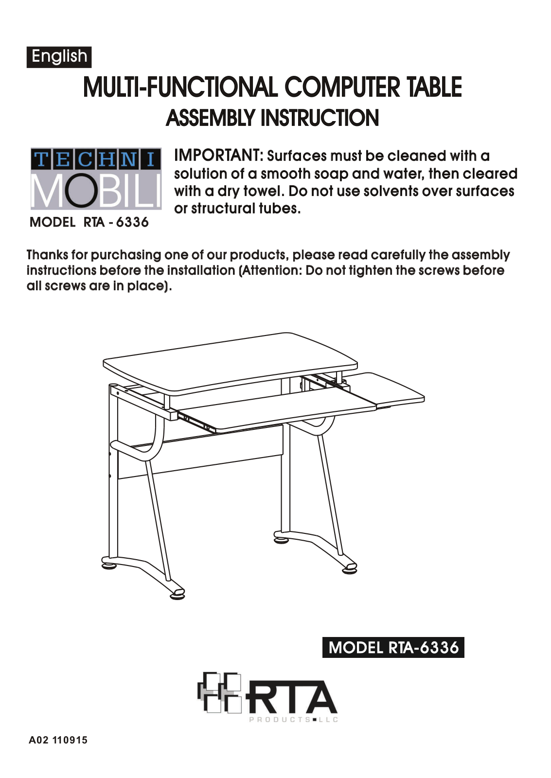 RTA Products RTA-6336 User Manual