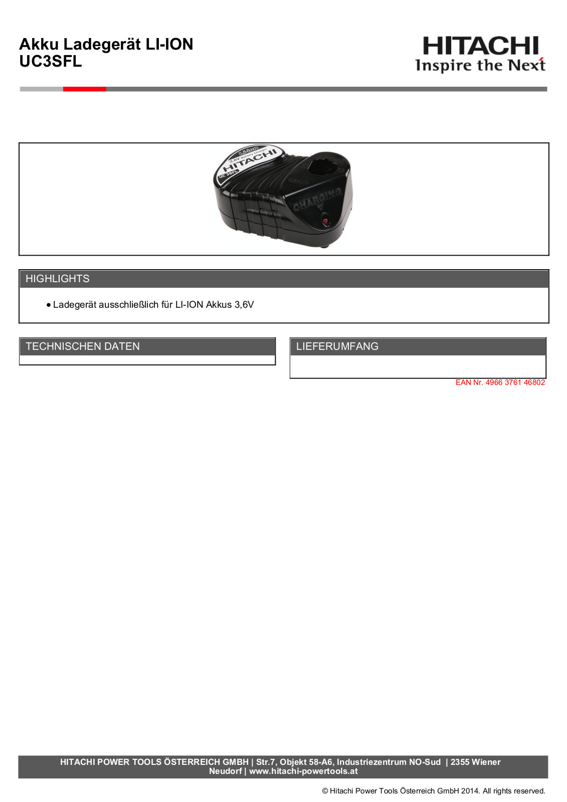 Hitachi UC3SFL User Manual