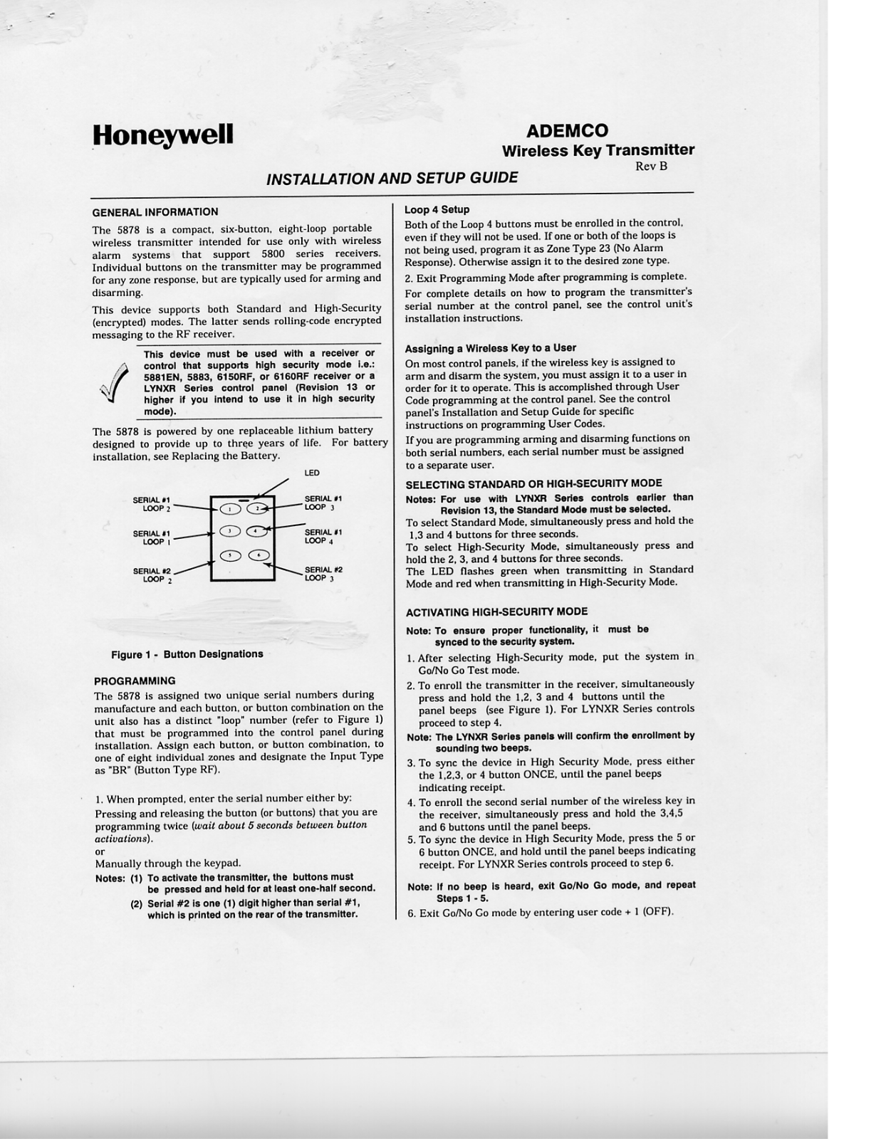 Ademco 8DL5878 Users Manual