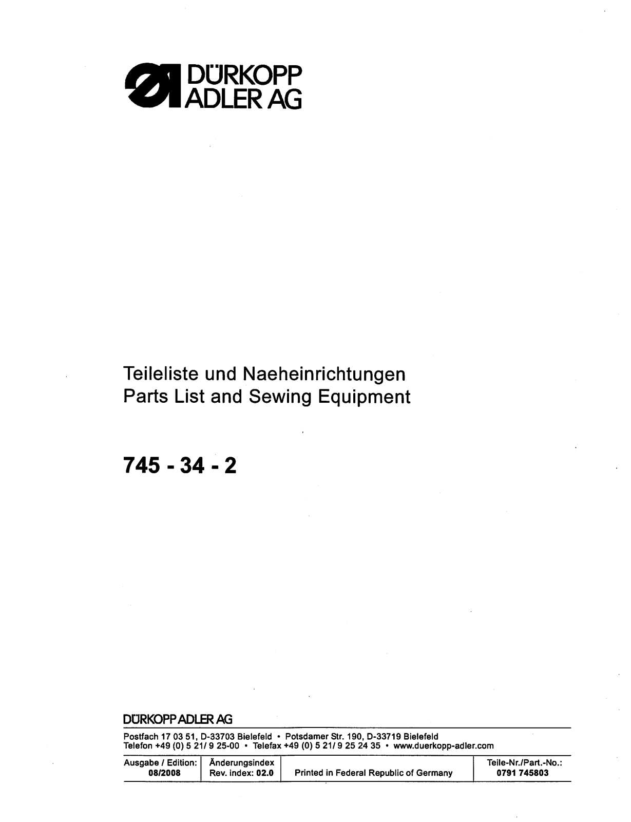 Adler 745-34-2 User Manual