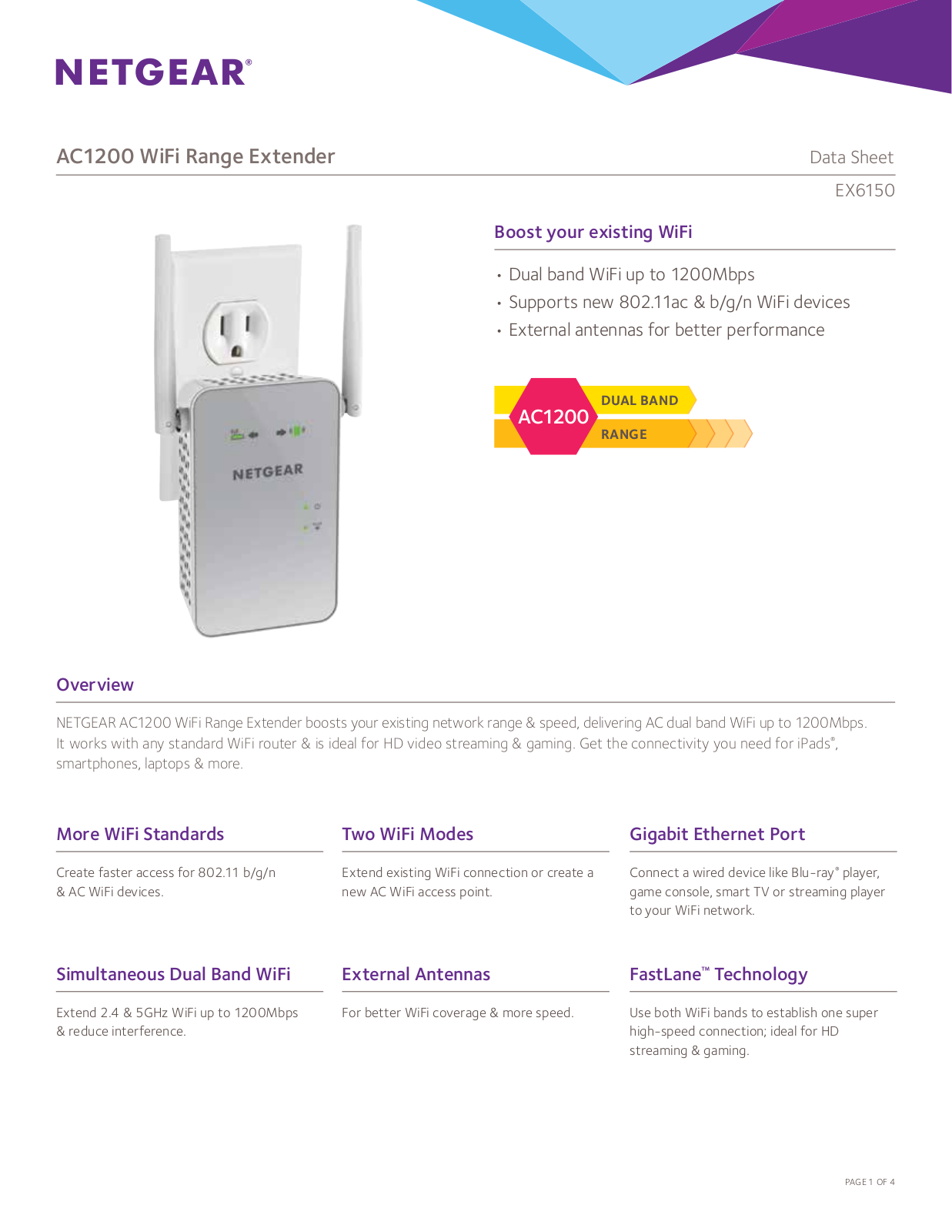 Netgear EX6150 Data Sheet