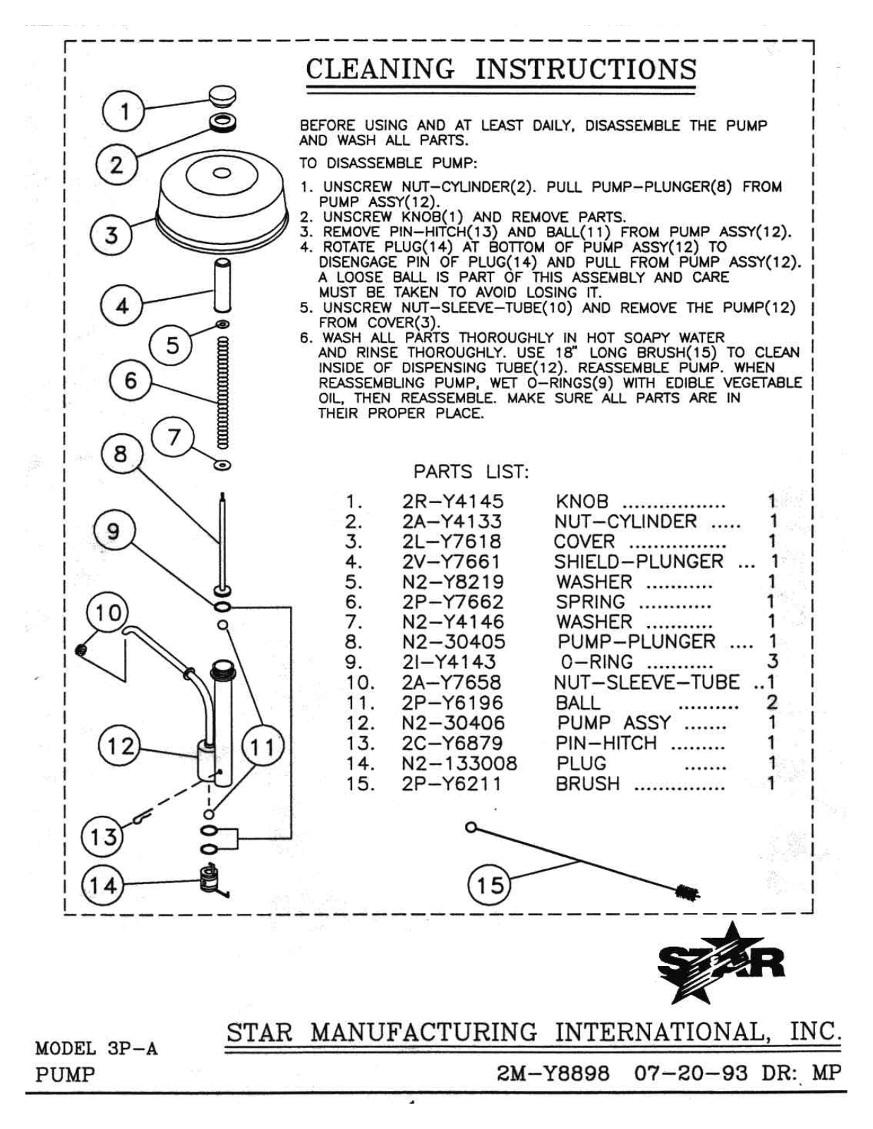 Star 3P-A PARTS LIST