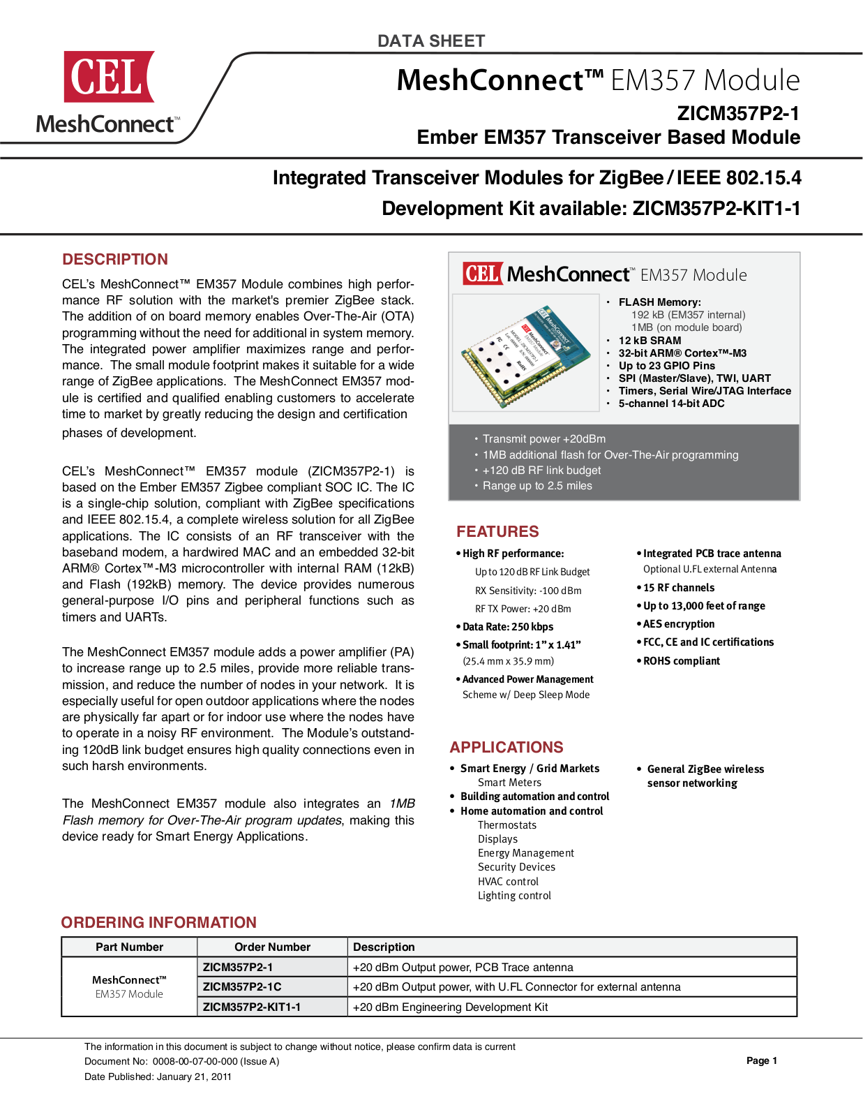 California Eastern Laboratories ZICM357P2 User Manual