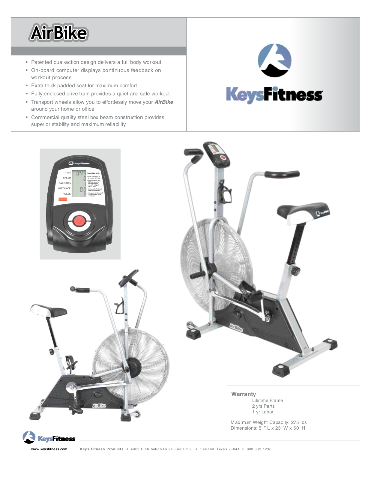 Keys Fitness AirBike Bicyle User Manual