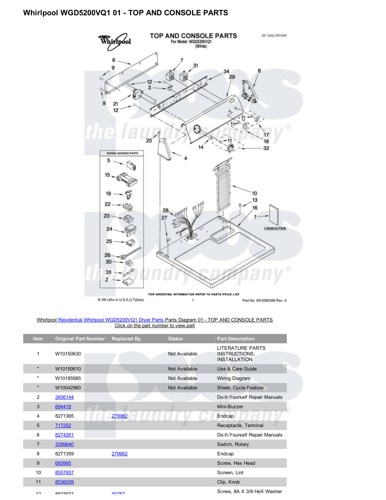 Whirlpool WGD5200VQ1 Parts Diagram