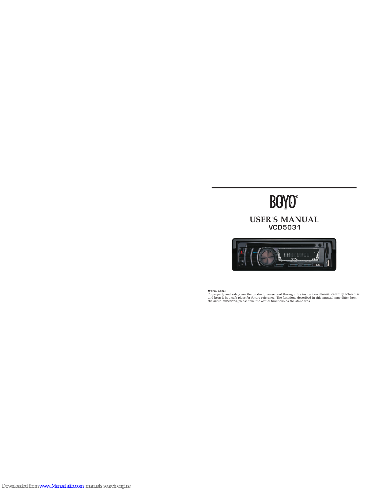 Boyo VCD5031 User Manual - ManualMachine.com