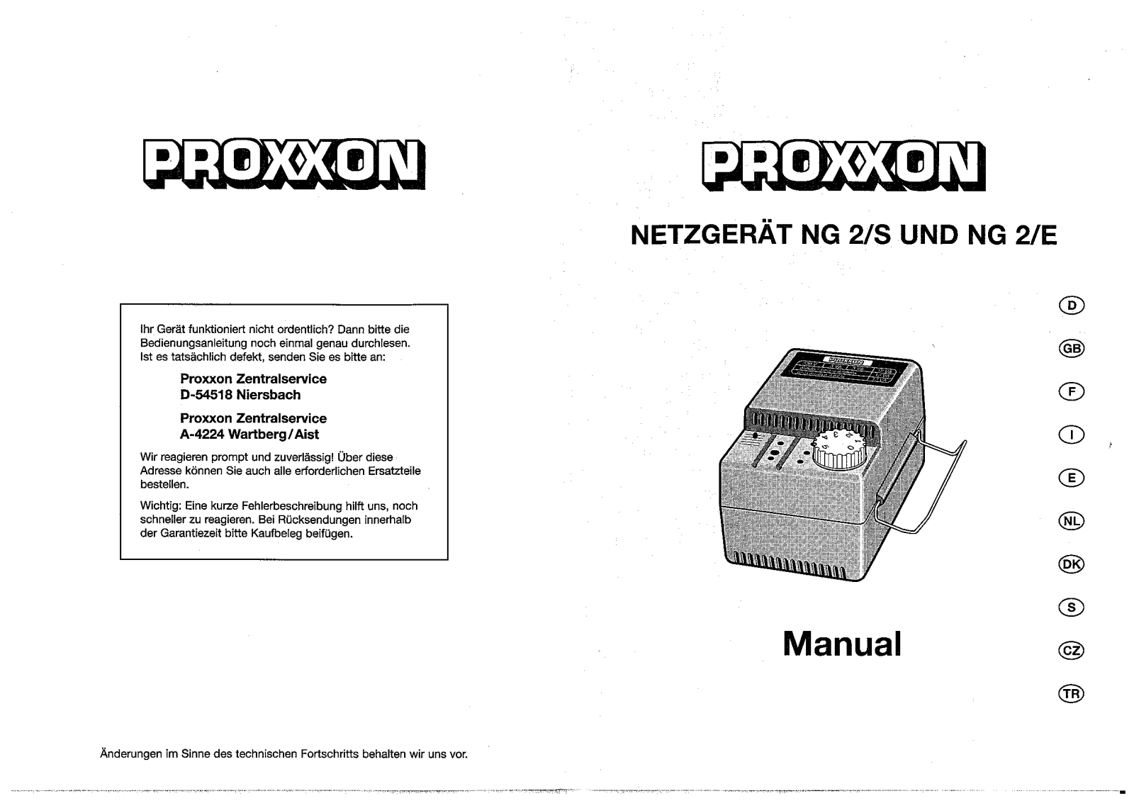 Proxxon NG2/S, NG2/E User guide