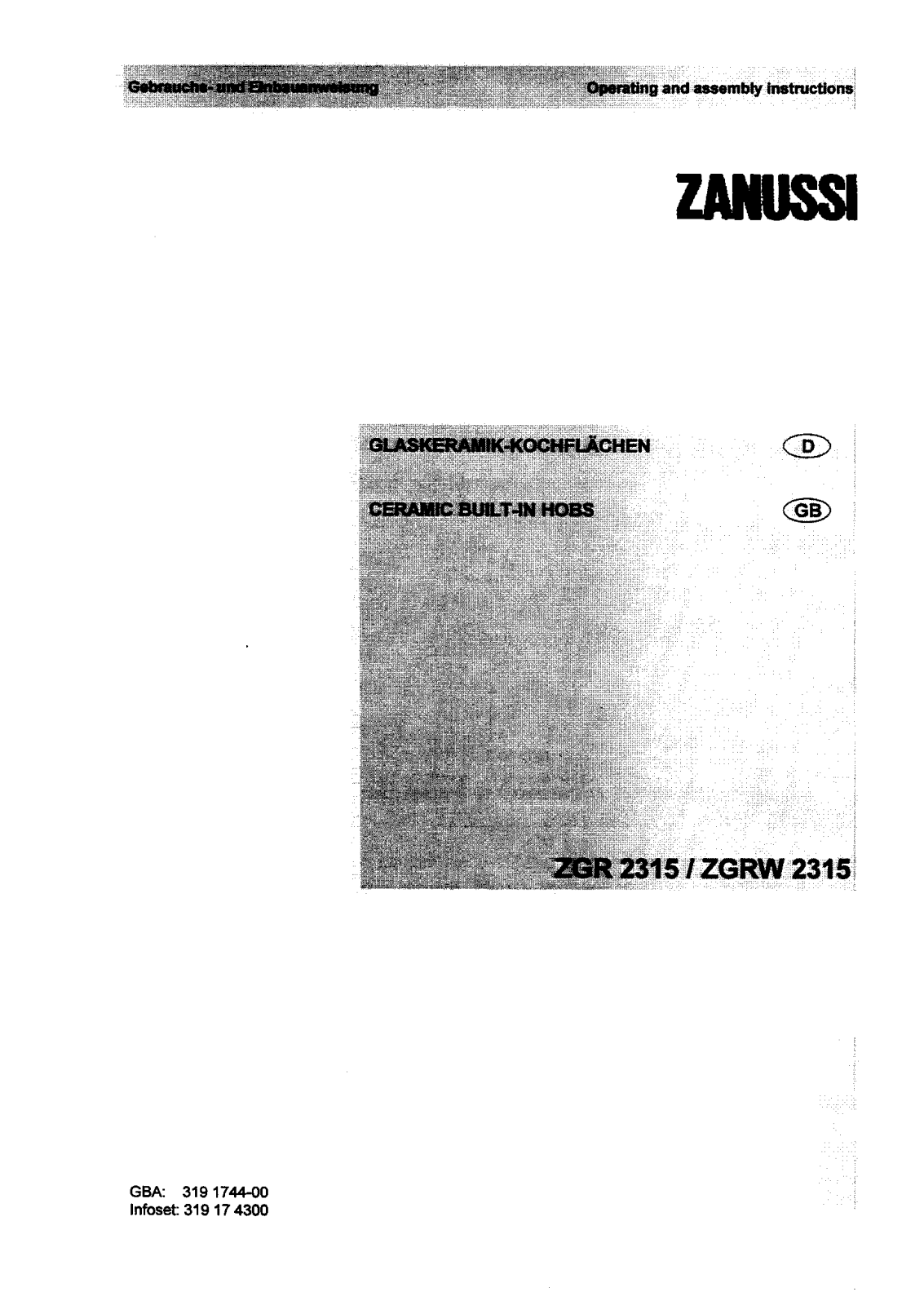 Zanussi ZGRW2315, ZGR2315 User Manual