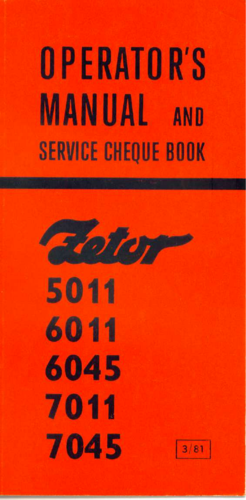 Zetor 5011, 6011, 6045, 7011, 7045 Service manual