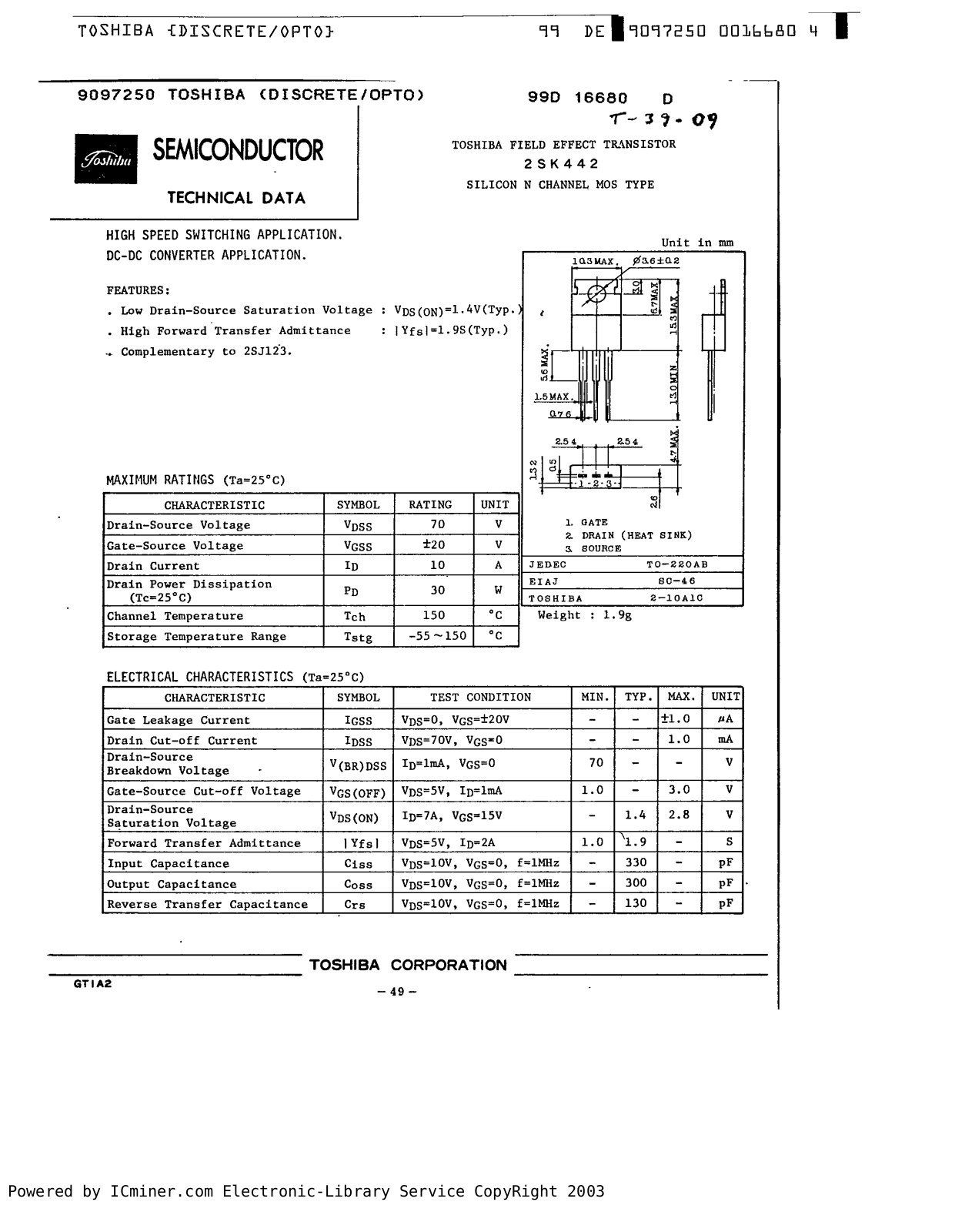 Datasheet 2SK442 Specification - ManualMachine.com
