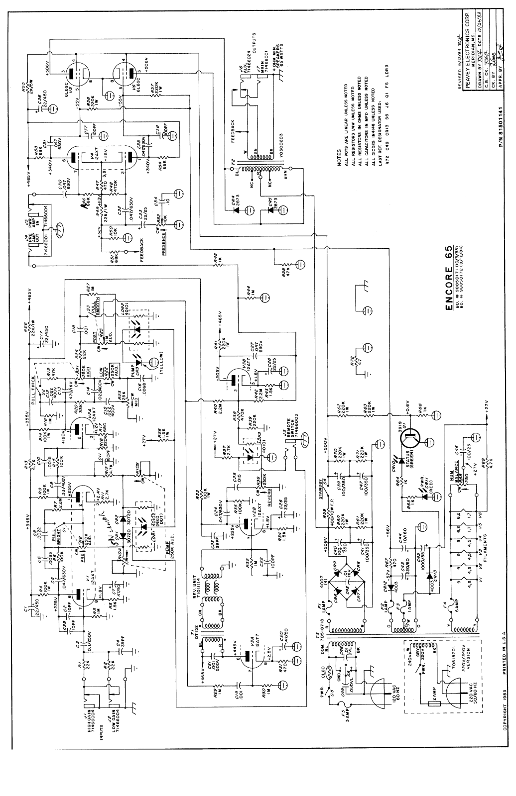 Peavey Encore 65 Schematic