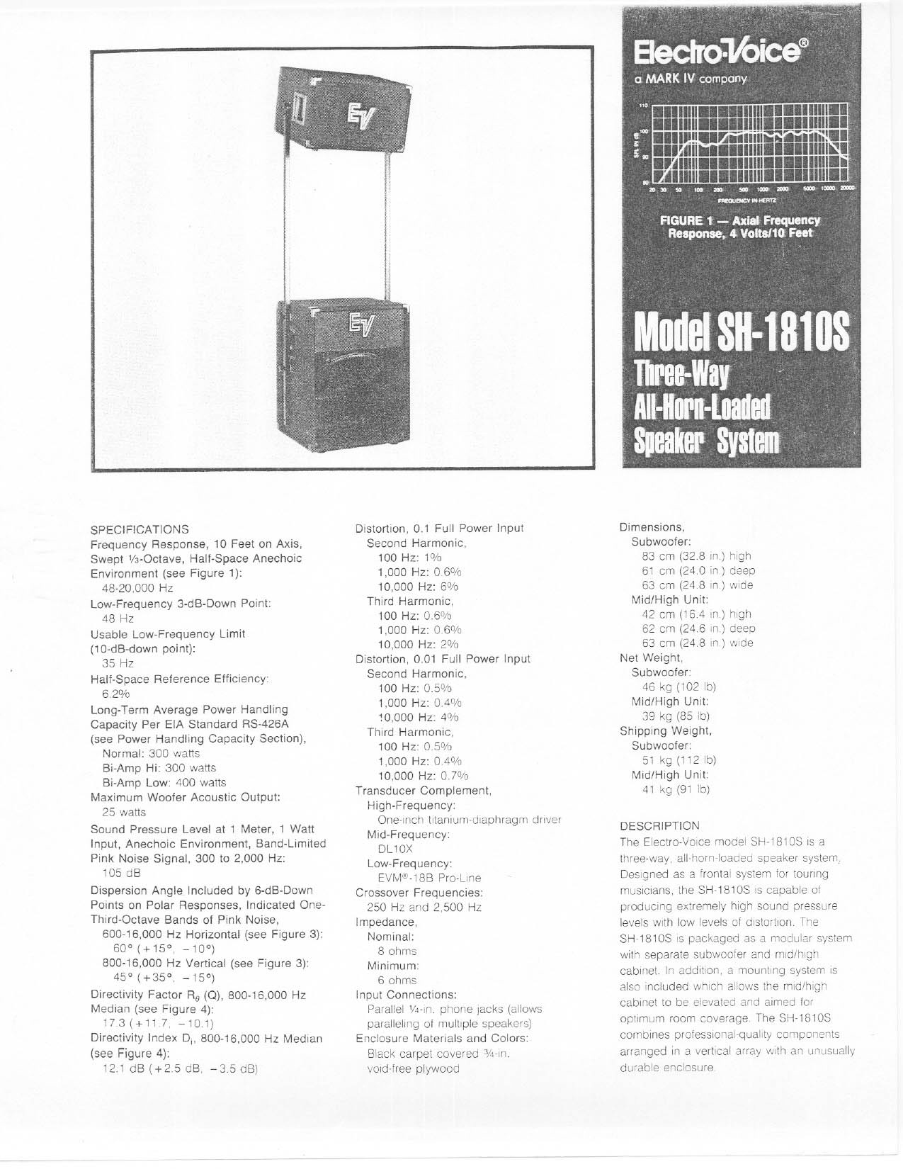 Electro-Voice SH-1810S User Manual
